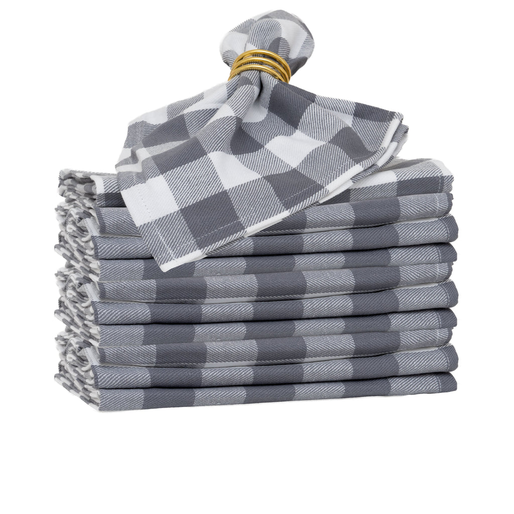 The Picky Fabric Dinner Napkins - Plaid Patterns - Organic Fabric Mart