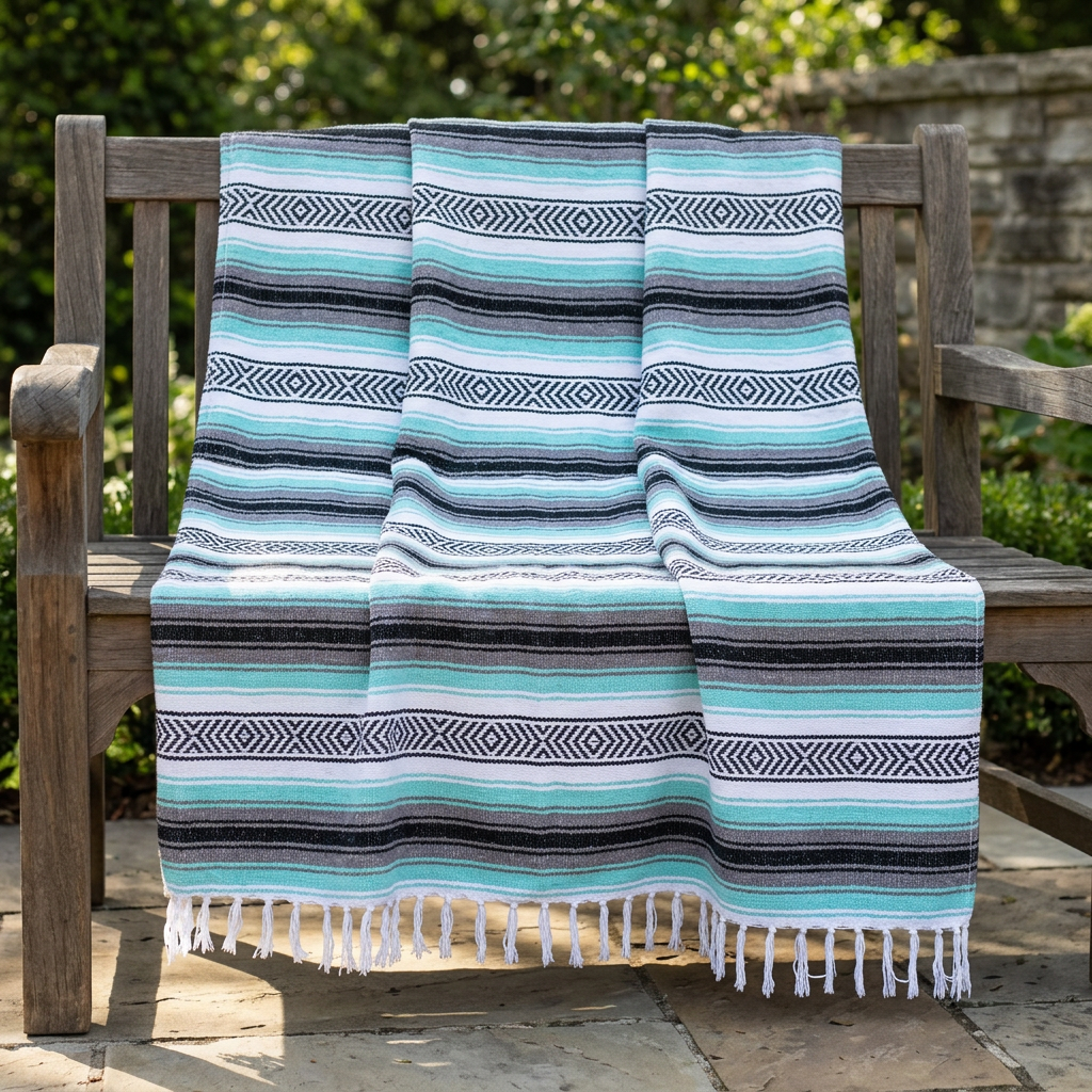 Blanket Draped Over Bench