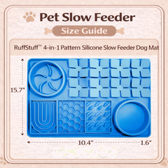 RuffStuff™ 4-in-1 Pattern Silicone Slow Feeder Dog Mat – Interactive Enrichment Feeding Pad