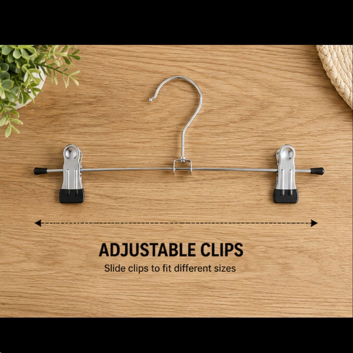 TBS Stainless Steel Adjustable Lightweight Clip Hangers – 12 Pack Space-Saving Pants, Skirt & Lightweight Garment Organizers - Trusted Best Sellers™