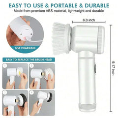 5-in-1 Electric Spin Brush - Power Scrubber With 5 Replaceable Brush Heads - Trusted Best Sellers™