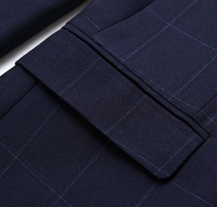 Classic Tailored Fit Men's Suit – Classic Navy Muted Windowpane Check