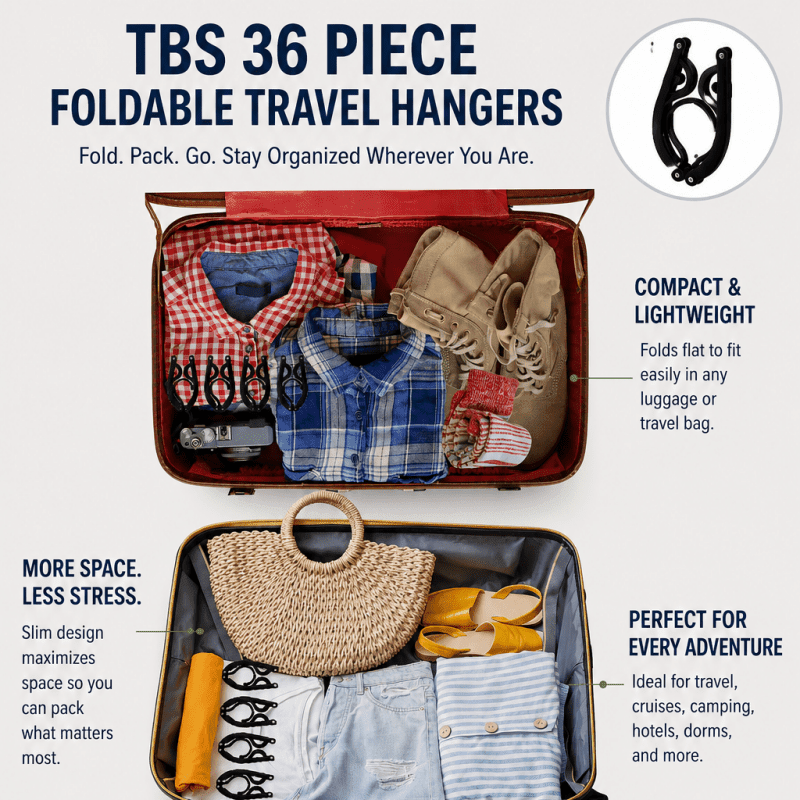 TBS 36-Piece Foldable Travel Hangers - Trusted Best Sellers™. All Rights Reserved. Trusted Best Sellers LLC.