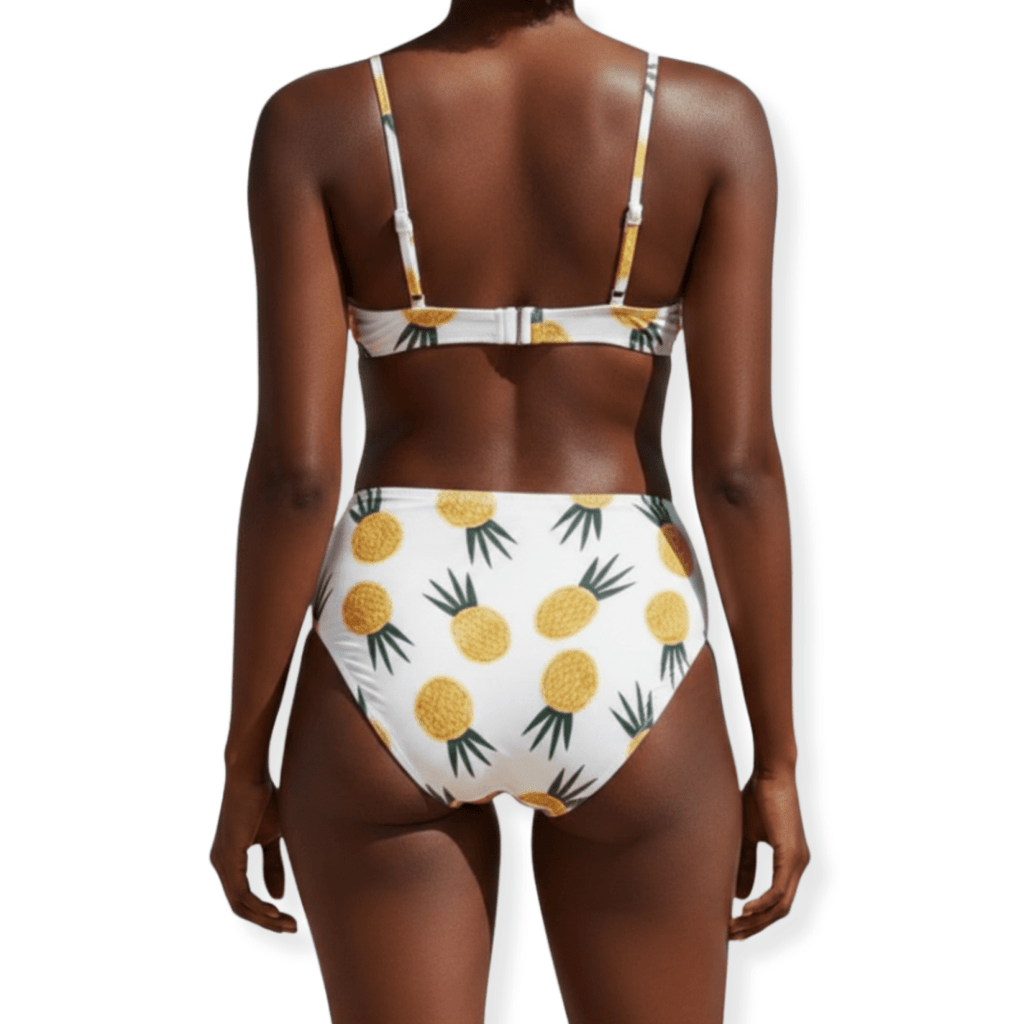 Fru-kini Watermelon/Pineapple Print Bikini - U.S. Sizes 6 - 10 - Playful Summer Vibes in Red & Yellow - Comfortable Polyester Fabric - Sizes S, M, L - Perfect Beach Wardrobe Piece - Trusted Best Sellers™