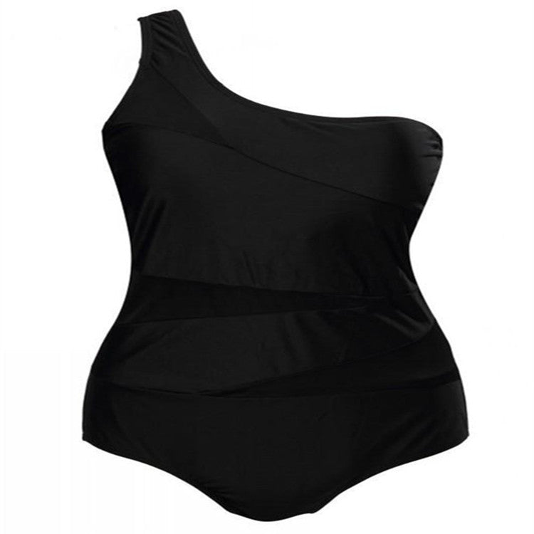 Plus Size Black One-Shoulder Swimsuit for Women - Trusted Best Sellers™