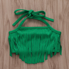 Pineapple Print Tassel Strap Swimsuit Set for Kids
