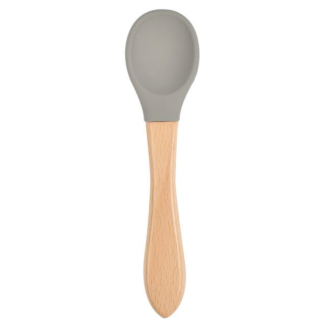 The Picky™ Soft Bite™ Food-Grade Silicone Training Spoon with Natural Wooden Handle for Infants & Toddlers - Trusted Best Sellers™
