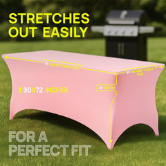 Pink Spandex Table Covers 6ft 2 Pack Elegant Durable Stretchy 6ft Table Cover Fitted Wrinkle and Stain Resistant Elastic Leg Pockets