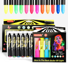 Glow-in-the-Dark Face Paint Crayon Set for Halloween