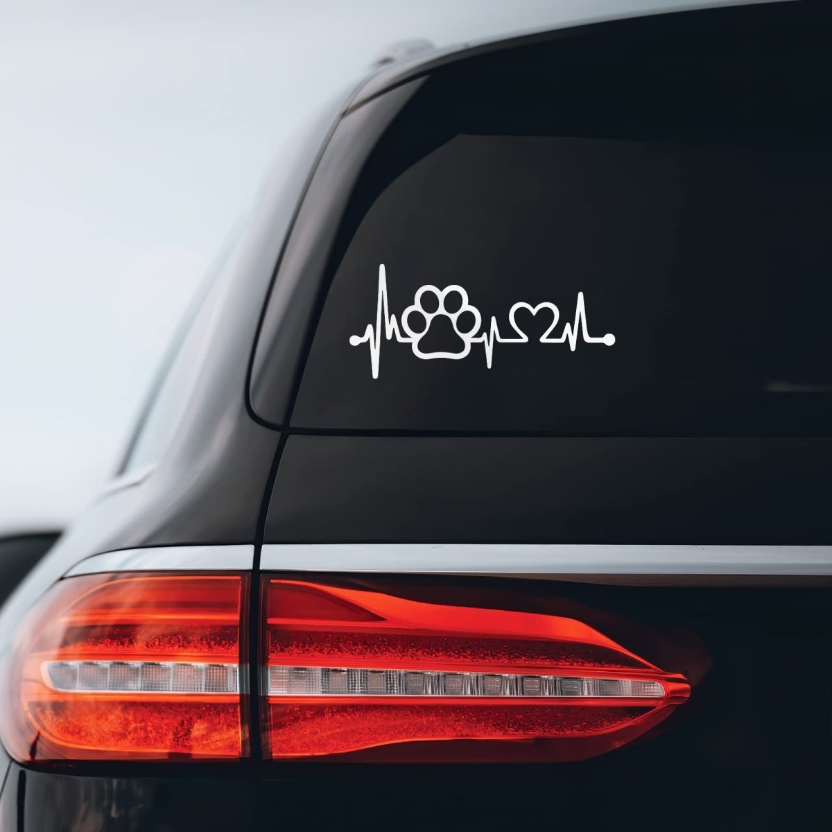 Pet Heartbeat Paw Print Waterproof Vinyl Car Window Decal | 6" × 2.5" Outdoor Sticker for Cars, Trucks & Laptops - Trusted Best Sellers™