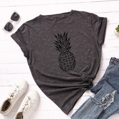 Women's Pineapple Print Cotton Short Sleeve T-Shirt