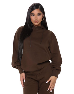 Plus Size Casual Solid Color Hooded Sweater Set