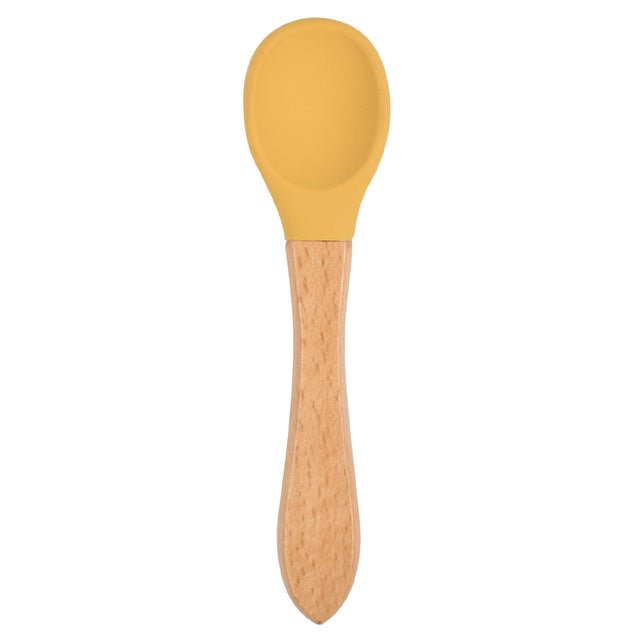 The Picky™ Soft Bite™ Food-Grade Silicone Training Spoon with Natural Wooden Handle for Infants & Toddlers - Trusted Best Sellers™