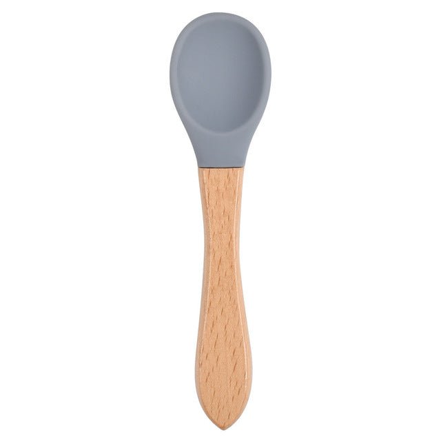 The Picky™ Soft Bite™ Food-Grade Silicone Training Spoon with Natural Wooden Handle for Infants & Toddlers - Trusted Best Sellers™