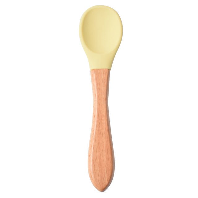 The Picky™ Soft Bite™ Food-Grade Silicone Training Spoon with Natural Wooden Handle for Infants & Toddlers - Trusted Best Sellers™