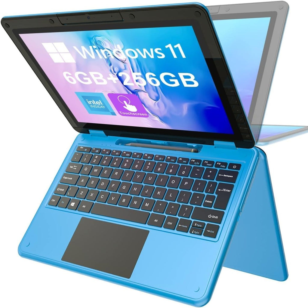 AWOW Windows Touchscreen Laptop 2 in 1 11.6" FHD Blue 4 Core Celeron N3450 - Trusted Best Sellers™