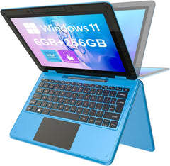 AWOW Windows Touchscreen Laptop 2 in 1 11.6" FHD Blue 4 Core Celeron N3450