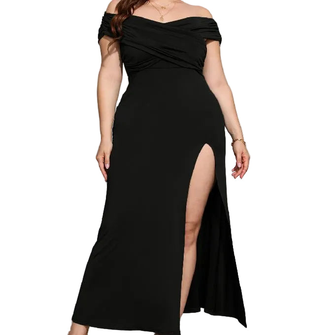 Elegant Plus Size High Waist Split Dress for Women - Trusted Best Sellers™