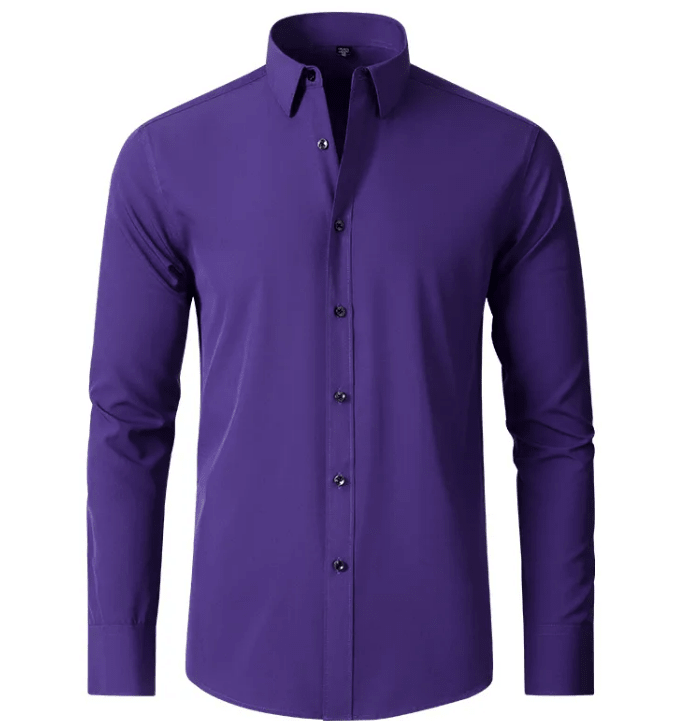 Men's Slim Cut Wrinkle-Free Stretch Business Shirt – No-Iron Long Sleeve Dress Shirt - Trusted Best Sellers™