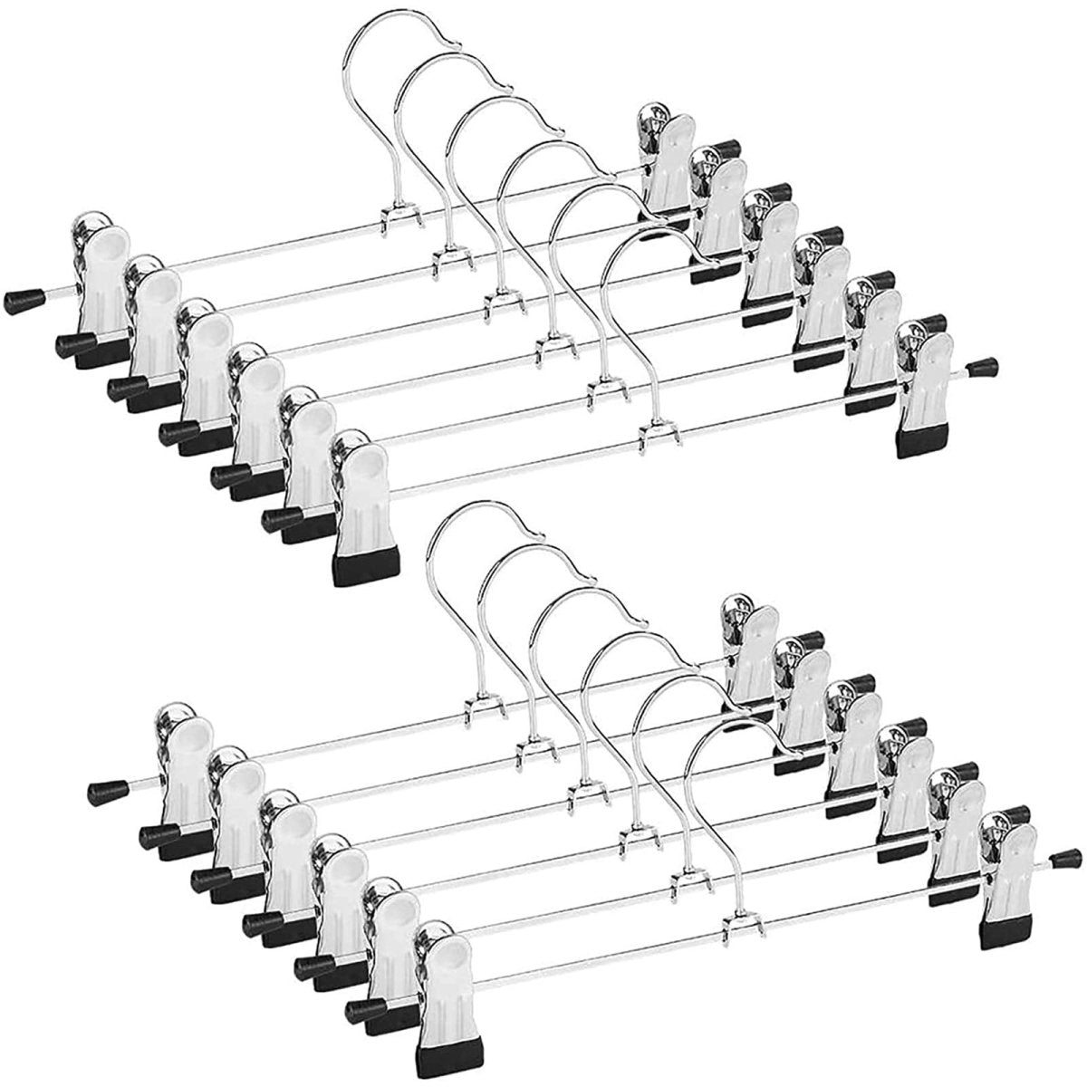 TBS Stainless Steel Adjustable Lightweight Clip Hangers – 12 Pack Space-Saving Pants, Skirt & Lightweight Garment Organizers - Trusted Best Sellers™