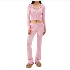 Women’s 2-Piece Knitted Hooded Set - Long-Sleeve Cardigan & High-Waist Trousers - Trusted Best Sellers™