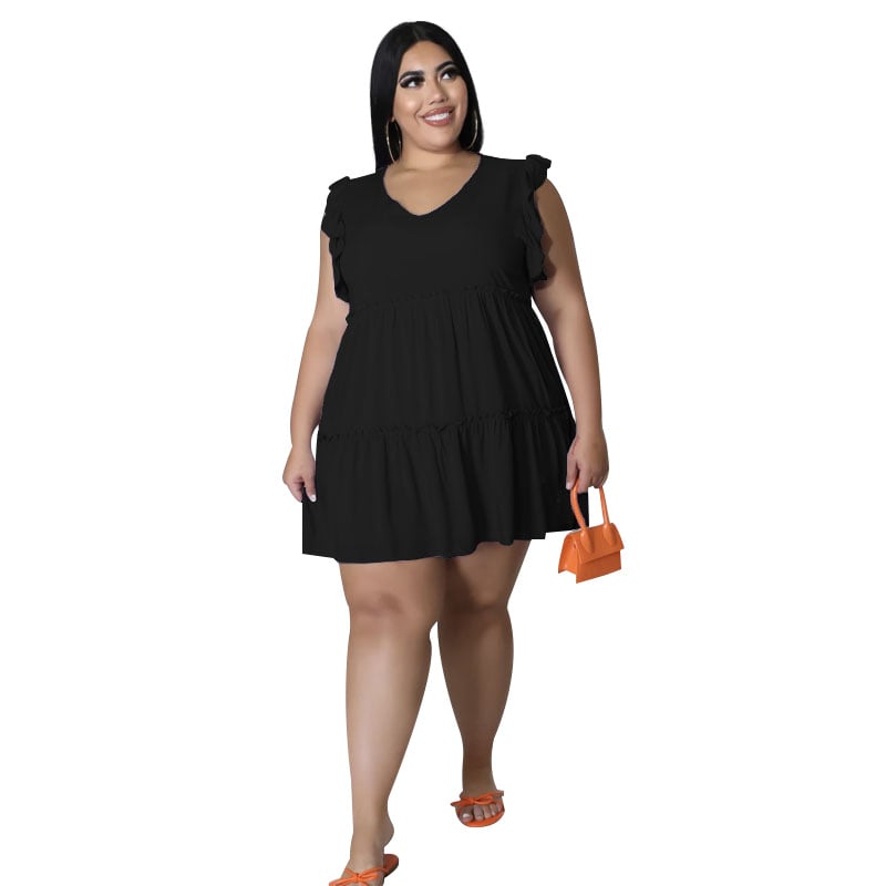 Women's Casual V-neck Sleeveless Ruffled Dress - Trusted Best Sellers™