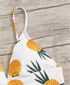 Fru-kini Watermelon/Pineapple Print Bikini - U.S. Sizes 6 - 10 - Playful Summer Vibes in Red & Yellow - Comfortable Polyester Fabric - Sizes S, M, L - Perfect Beach Wardrobe Piece