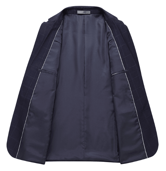 Classic Tailored Fit Men's Suit – Classic Navy Muted Windowpane Check - Trusted Best Sellers™