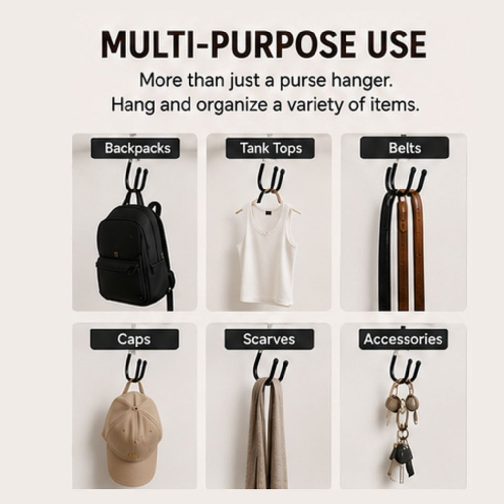 TBS Purse Hanger Hooks for Closet Organization – 2 Pack Space-Saving Handbag Hangers - Trusted Best Sellers™